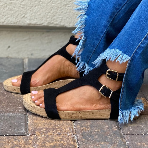 Anthropologie Genuine Suede Cork Flatform Sandals - Picture 3 of 7